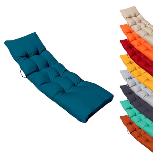 Linxor - Coussin matelassé pour Bain de Soleil, transat - 185 x 60 cm - Plusieurs Coloris