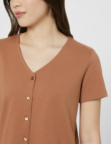 Image of Amazon Brand - Symbol Women's Seer Sucker V-Neck Knit Casual Shirt Top (Button Down | Regular-fit | Stylish) (Available in Plus Sizes)
