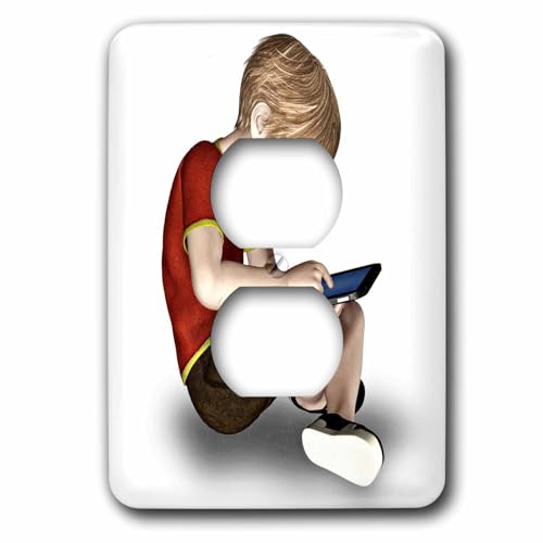 Garçon avec une tablette 2 Prise de courant double face anti-rayure