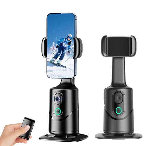 Handy Stativ mit Automatische Gesicht Verfolgung, 360° Drehung Verfolgung, Keine App, Selfie Stick Stativ mit Fernbedienung und Gestensteuerung für Vlog/Tik Tok Live Videoaufnahme