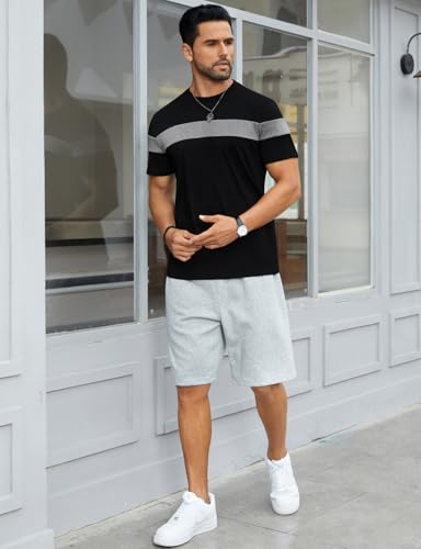 Hardaddy Men's Short Sleeve Tee Color Block Crew Neck Pullover Casual Basic Shirts4