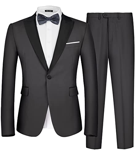 MAGE MALE 2-Piece Slim Fit Suit with Bow Tie Set