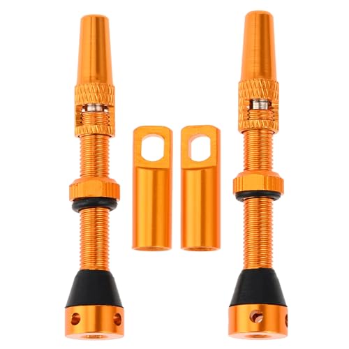 DRELD 2 Stück Fahrrad Tubeless 44mm, 1 Paar Presta Tubeless Ventile, MTB Tublessventiel, Fahrrad Tubeless Presta Aluminiumlegierung, Tubeless Presta Ventilschaft (44mm Gold)
