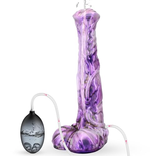 Pferde Dildo Spritzender Dildo für Frauen Großer Ejakulierender Schwanz aus Weichem Silikon mit Saugnapf Monster Spermierender Penis Anal-Dildo für Solo-Spiel und Paar Sex Spiel