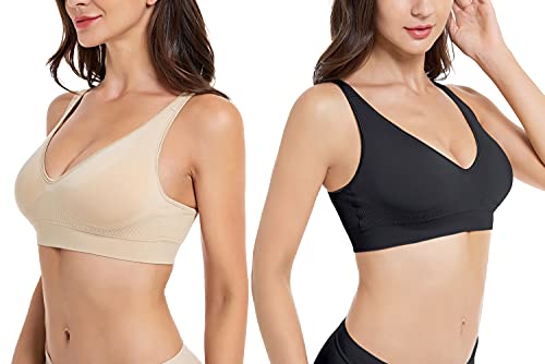 Wireless Bras for Women Non Wired Seamless Bras with Removable Pads 3 Pack3