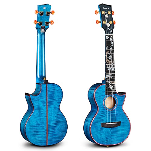 Enya Ukulélé électrique EUT-Flower EQ 66 cm 5A Corps en érable massif rayé avec micro A2U, incrusté de perles blanches… - Les Beatles, Paul McCartney, John Lennon, RIngo Starr, George Harrison Enya Ukulélé électrique EUT-Flower EQ 66 cm 5A Corps en érable massif rayé avec micro A2U, incrusté de perles blanches… – Image 3