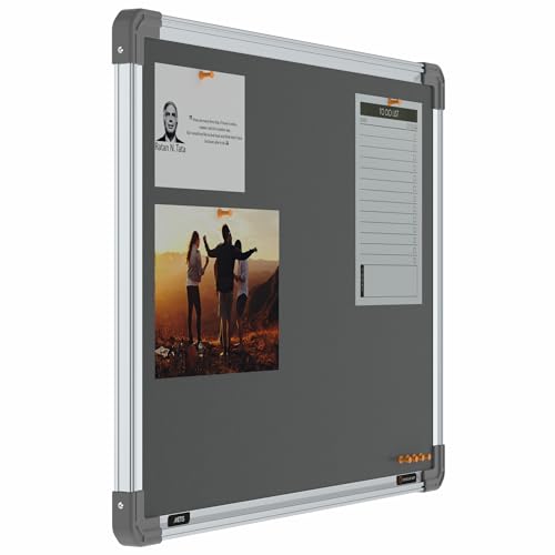 Image of Scholar Art Metis 1.5x2 Feet Bulletin Notice Board for Study Room & Wall | Vibrant & Versatile Crape Cloth + High Density Soft Board for Pinning Photos, Sticky Notes & Reminders (Grey)