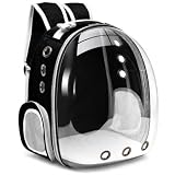 Mochila De Transporte Para Pets Cachorros E Gatos Com Ventilação Transparente E Visão Panorâmica Bolsa Astronauta Passeio Animal De Estimação Portátil (Preto)