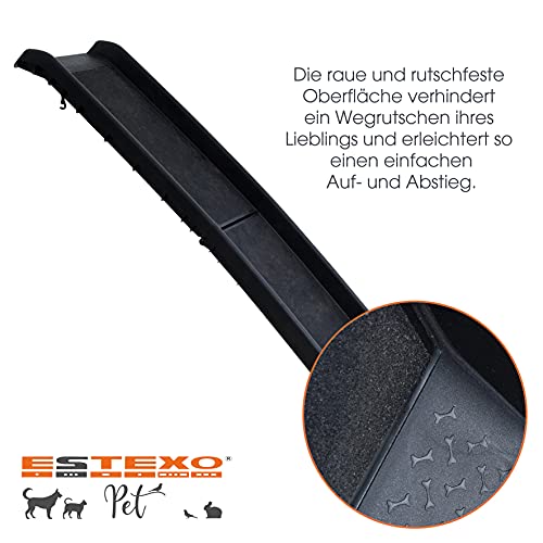 ESTEXO Hunderampe Einstiegshilfe Kofferraumrampe Tier Rampe Hundeautorampe Autorampe klappbar