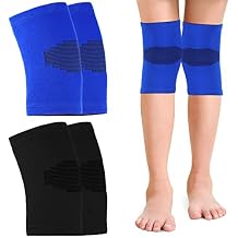 Skylety 2 Pairs Kids Knee Sleeve Kids Knee Brace Children Support Compression Child Sleeve Pads for Basketball, Volleyball, Sports, GymnasticsSmall,Blue, Black