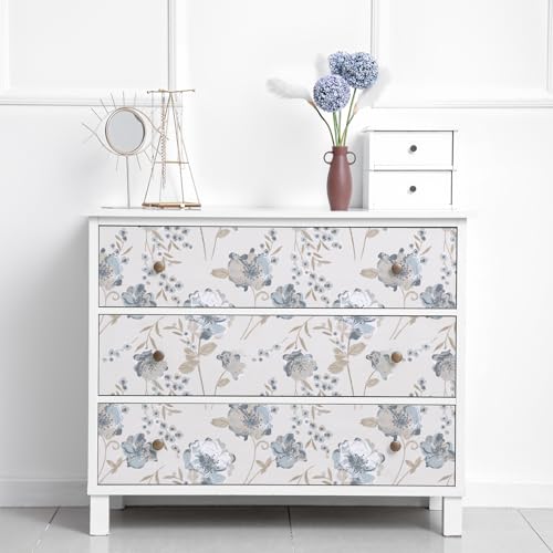 Papier peint autocollant floral pour cabine botanique et tiroirs vintage