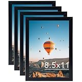 8.5x11 Picture Frame Set of 4 for Certificate Poster and Photo, Horizontal and Vertical Formats for Wall Hanging or Tabletop, 8.5x11 Wall Photo Frame with Shatter Resistant Plexiglass, 4 Pack, Black