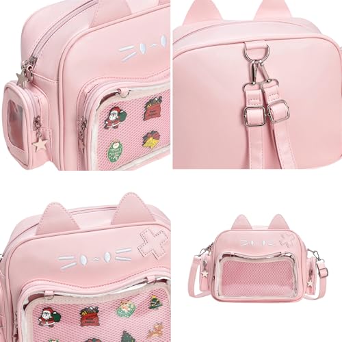 Kawaii Ita Bag Backpack Crossbody Bag Cat Shoulder Bags Multi-Purpose Pin Display with Insert