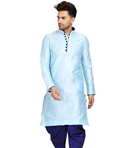 Image of Men's Ethnic Silk Loop Button Kurta