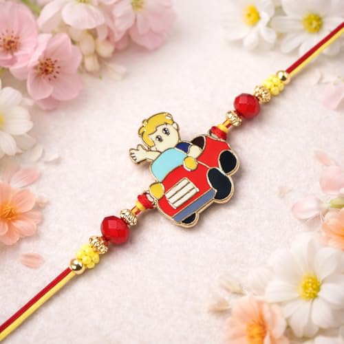 Image of Riddhika Ventures Premium Multicolour Meenakari Stylish Kids Rakhi Gifts for Brother, Sister with Roli Chawal and Greeting Card