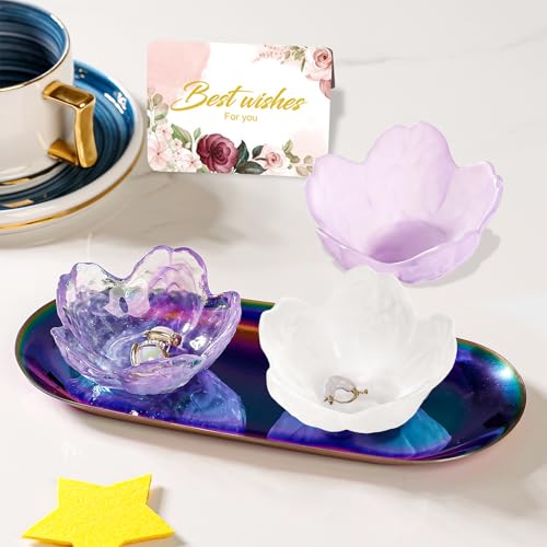 Image of Gifts for Women Flower Jewelry Dish Ring Holder Jewellery Tray Vanity Organizer Room Decor Aesthetic Ring Holder Decorative Tray Trinket Dish Valentine's Engagement Birthday Gifts Stocking Stuffers