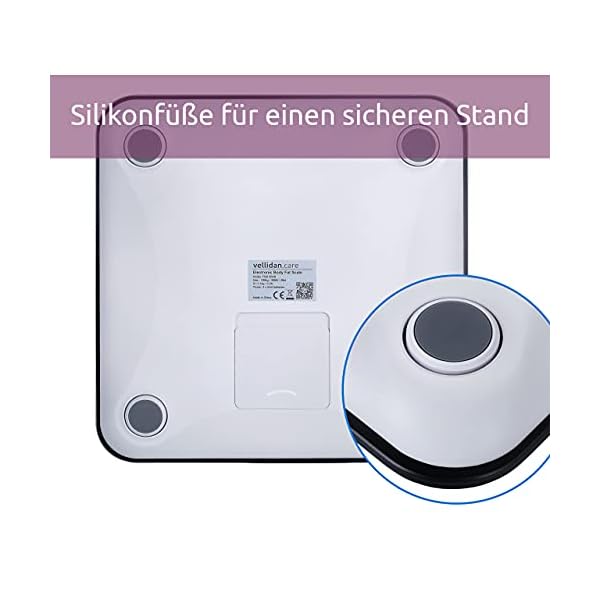vellidan Körperfettwaage ǀ Smarte Digitale Waage ǀ Bluetooth Personenwaage inkl. App, für Körperfett, und Muskelmasse… – Bild 9
