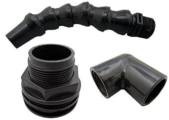 Aquarium Return Fitting Kit Sch40 PVC Not Included - 3/4" Slip/Slip Bulkhead/90 Degree Elbow/Adjustable Nozzle AM Brand