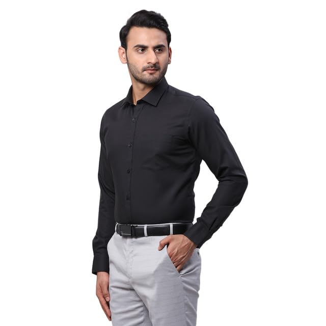 Image of Park Avenue Men's Slim Fit Structure Pattern Pure Cotton Semi Cutaway Collar Full Sleeve Formal Shirt