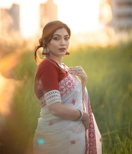 Image of Flosive Women's Woven Cotton Silk Saree With Unstitched Blouse Piece
