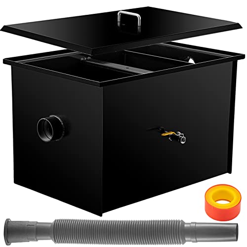 Vevor Commercial 50 Lb, Carbon Steel 25 Gpm, Interceptor Side Water Inlet, Under Sink Grease Trap For Restaurant Canteen Factory Home Kitchen, Black #TOP9