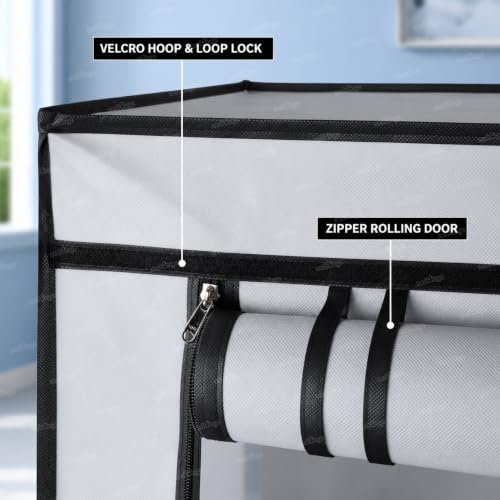 Image of Zest 4 Toyz 4 Shelf Shoe Rack for Home with Zip Door Cover & Side Pockets Shoe Stand Multipurpose Storage Rack for Footwear Toys Clothes with Dustproof Cover (Grey)