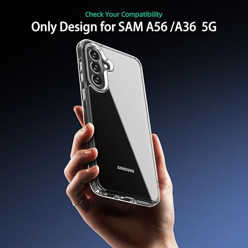 Image of ONES for Samsung Galaxy A56 5G / A36 5G Slim Case Clear, PC + TPU Hybrid, Military-Grade Drop Guard, Anti-Yellowing, Anti-Slip, Shockproof Silicone Hard Cover, Scratch Resistant, Transparent Case