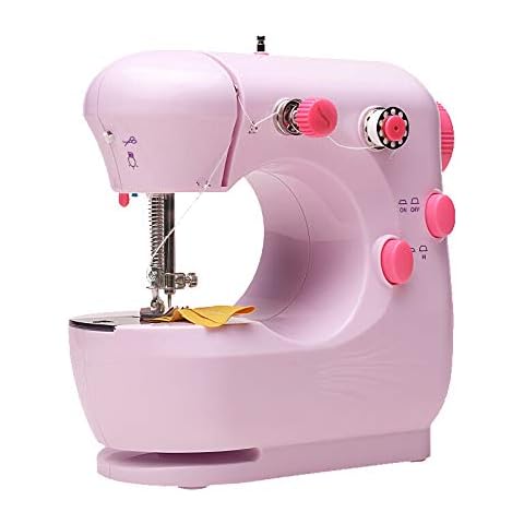 ZTJ-Lighting Mini Sewing Machine, 2 Speed Heavy Duty Electric Crafting Mending Machine,Adjustable Household Sewing Tool for Household Kids Beginners Travel Use,Pink Cover