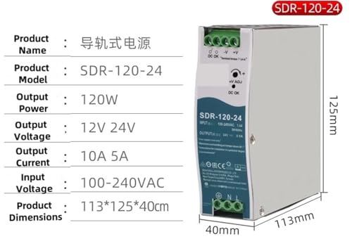 Alimentation rail DIN SDR-120-24 24V 5A bloc de commutation 120W - 5