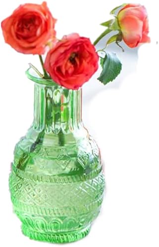 Florero de cristal pequeño para flores, jarrones decorativos para centros de mesa, florero vintage para decoración rústica del hogar, decoraciones
