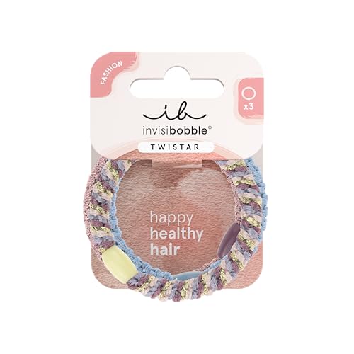 invisibobble - TWISTAR Lavender Braids - 3x lilane Haargummis mit geflochtener Optik - Schonender, sicherer Halt & hoher Komfort - Hair Ties für Frauen & Mädchen - Trendiger Look, gesundes Haar