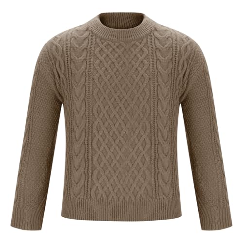 Mens Oversized Cable Sweater Knit Long Sleeve Crew Neck Sweater Fall Winter Casual Pullover Sweaters3