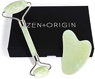 Jade Roller and Gua Sha Set, 100% Natural Jade Stone Face Roller, Anti-Wrinkle
