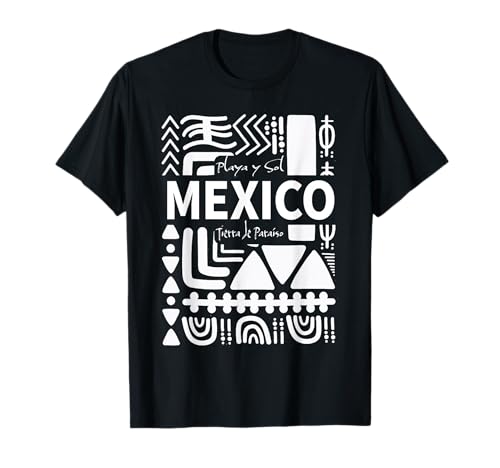 México Art - Playa y Sol Diseño Abstracto Inspirado en Aztecas Camiseta