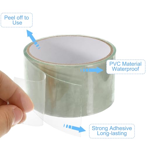Image of PATIKIL Waterproof Patch Seal Tape 2 in x 5 Ft, PVC Leak Proof Repair Tape Instant Sealing for HVAC Ducts, Roof Crack, Hoses Pipes, Awning, Clear