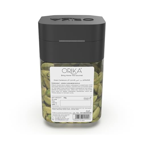 Image of Orika Idukki Bold Green Cardamom Whole 50g | Bold 8mm Elaichi Green | No Artificial Colours or Preservatives (Pack of 3)