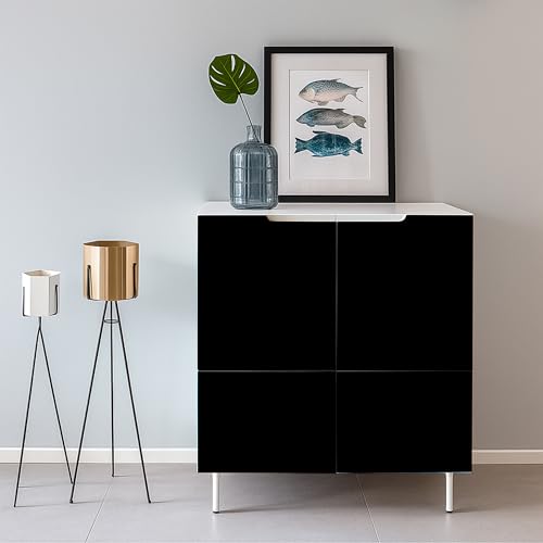 Image of Solid Black Wallpaper Thick Matte Black Contact Paper Decorative Peel and Stick Wallpape Self Adhesive Removable Wallpaper for Kitchen Cabinet Furniture Waterproof (61X122cm)