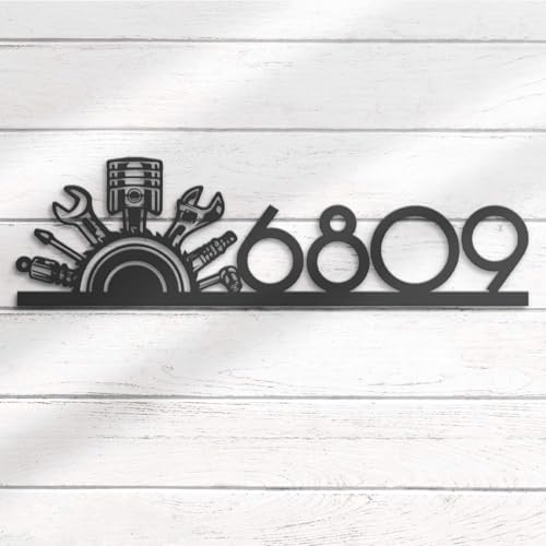 Custom Tool Repair House Number Metal Address Sign, Personalized Garage Design, Mechanic Workshop Outdoor Plaque, Hanging Front Door Yard Sign, Patio Garden Decoration Gift