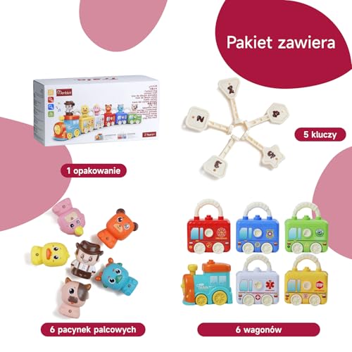 Meribbit Zabawka Montessori Pociąg od 2 lat - Pociąg Edukacyjny z 5 Zamkami i Zwierzętami, Zabawka Edukacyjna dla Dzieci w Wieku 2 3 4 lat, Edukacyjna Zabawka dla Motoryki i Kolorów, Idealny Prezent