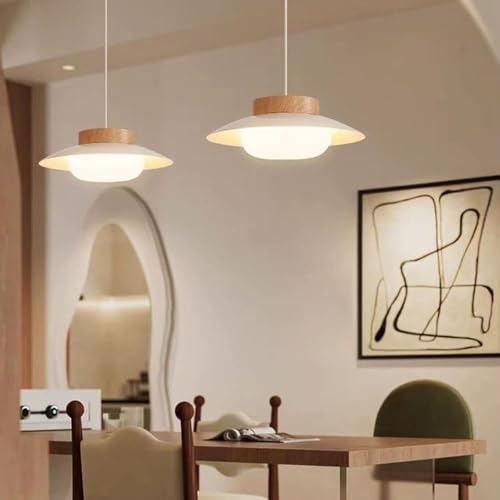 Pendant Light,White Modern LED Hanging Lamp Fixture, Island Lights Single Ceiling Suspension Lamps for Kitchen Dining Table Mini Chandeliers 3 Color Mode(Dia35cm) [3]