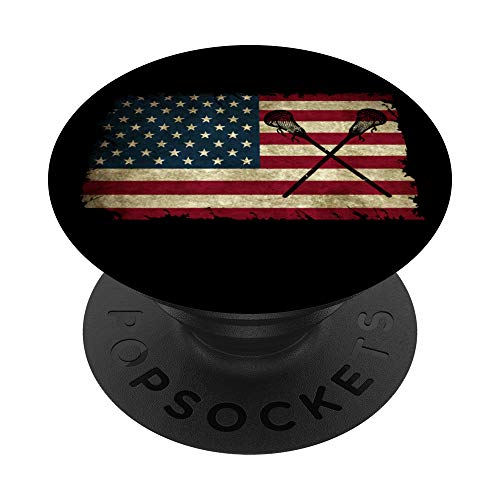 Regalo temático de la bandera americana Lacrosse LAX Dad USA Patriotic PopSockets PopGrip Intercambiable