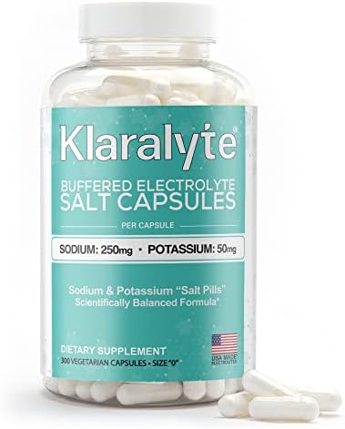 Klaralyte Buffered Electrolyte Salt Capsules, 300 Capsules Value Size, Sodium & Potassium Dietary Supplement