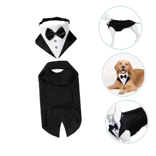 Traje Formal y Bandana para Perro Talla S Negro miniatura 3
