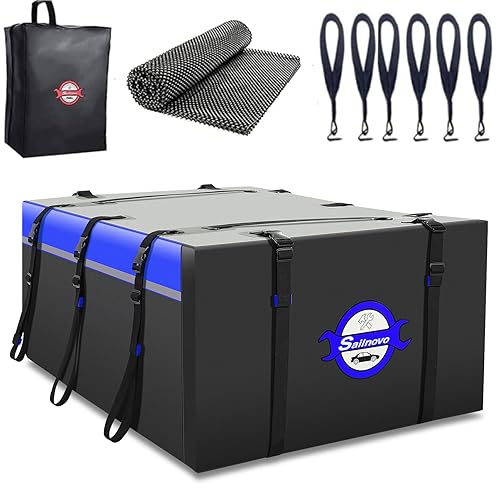 Sac de toit de voiture Sailnovo imperméable grand volume avec tapis et sangles auto