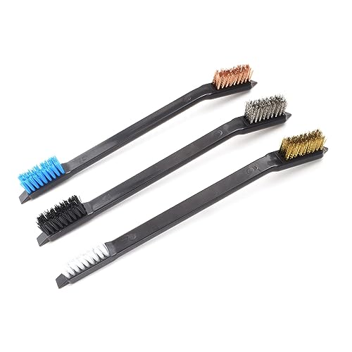 Image of Small Wire Brush Set - Brass / Stainless Steel / Nylon Brushes for Cleaning Rust Removal, Dirt, Paint Scrubbing Wire Brush Set Double-Ended Cleaning Pick (9 Pieces)