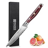 PAUDIN Kitchen Utility Knife 5 Inch, Damascus Chef Knife Japanese Kitchen Knife VG10 High Carbon Stainless Steel