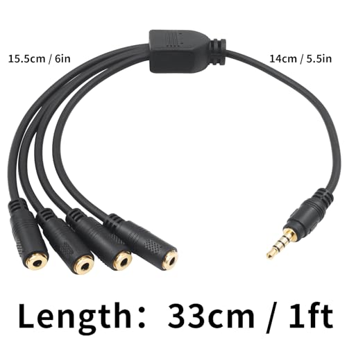 Splitter de audio y micrófono 3.5mm 1 a 4 vías miniatura 2