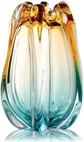 Hand Blown Glass Flower vases, Unique Glass vases, Wide Mouth vas...