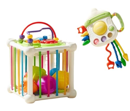 SIzlaho ベビープルプルおもちゃ、指で細かい引っ張る音楽、0〜1歳の赤ちゃんの早期教育、指を使って音楽を引っ張ったりベルを鳴らしたりします (バニーグリーン + セセレ(かわいい毛虫がグレードアップ))