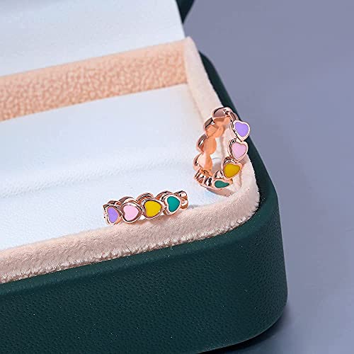 Cinily 14K Rose Gold Plated Pink Small Hoop Earrings For Women Girls Heart Rainbow Enamel Huggie Earrings Hypoallergenic Jewelry Gift For Sensitive Ears #TOP5
